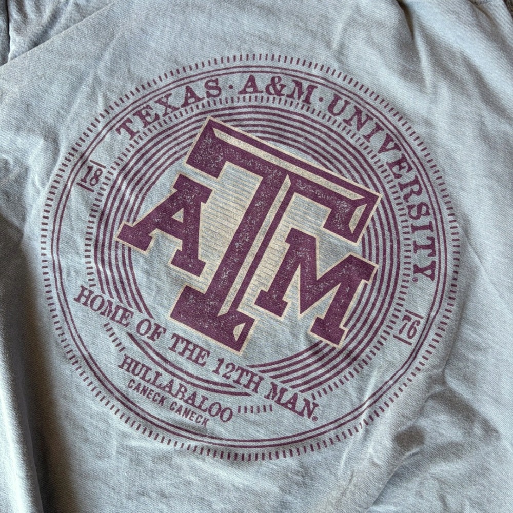 Comfort Colors Texas A&M University T-Shirt Mens 2XL Grey Pocket Tee 12th Man - Picture 2 of 9
